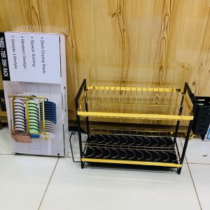 MAGNETIC STEEL WITH GOLDEN/BLACK NEW STYLE DISH RACK FANCY (2 layer)