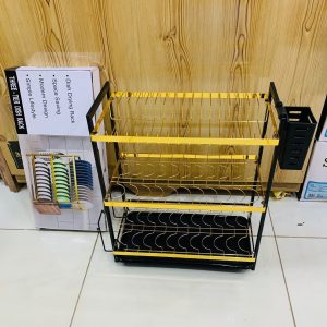 MAGNETIC STEEL WITH GOLDEN/BLACK NEW STYLE DISH RACK FANCY (3 layer)